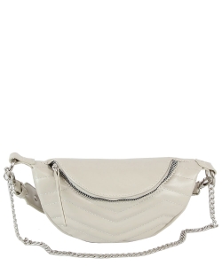 Chevron Quilted Fanny Pack Crossbody Bag CHU012 BEIGE